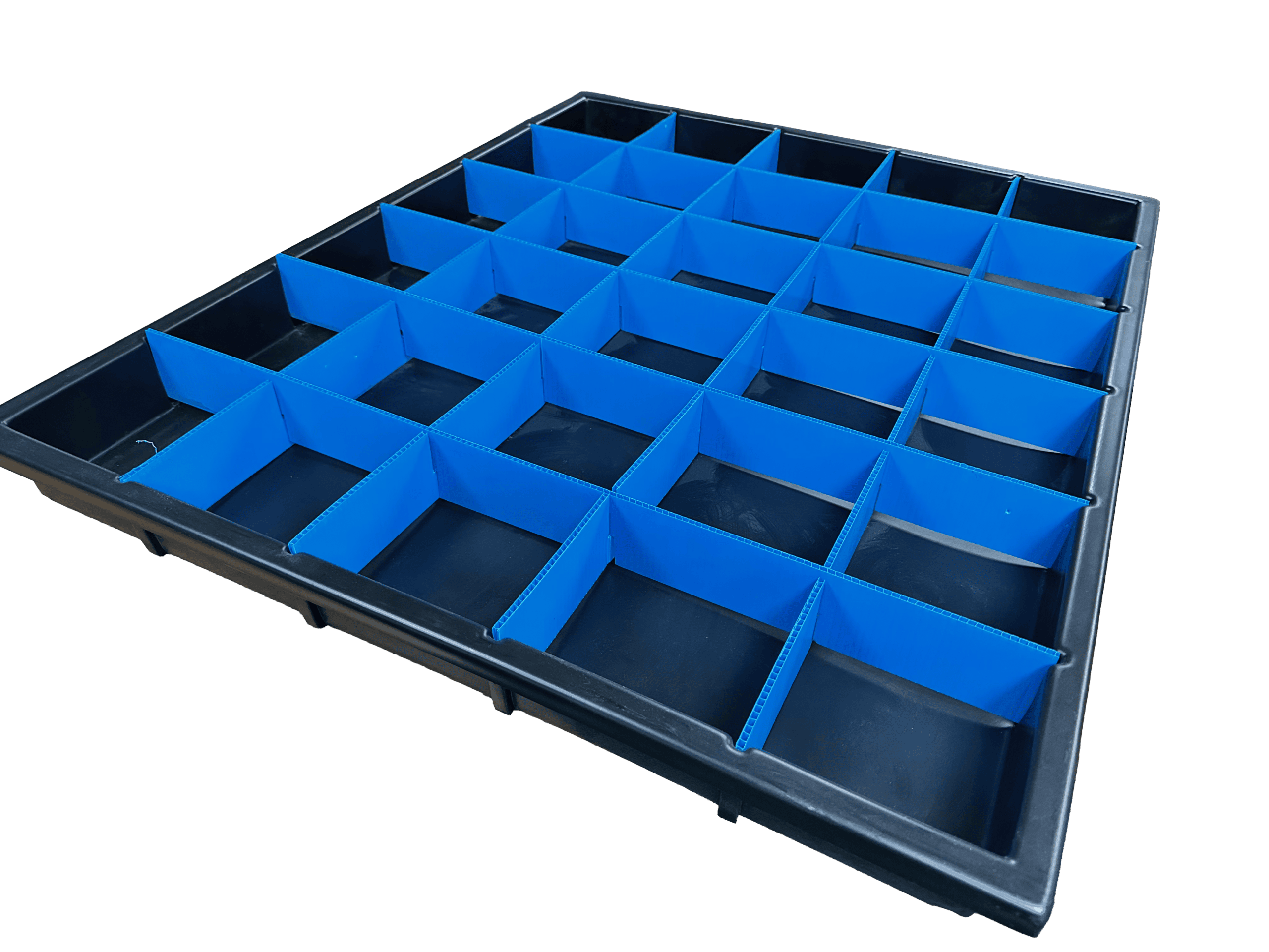 formed tray with corrugated plastic dividers