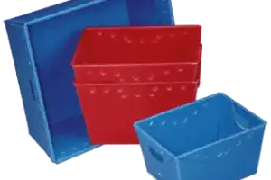 Corrugated Red and Blue Boxes