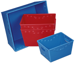 Corrugated Red and Blue Boxes